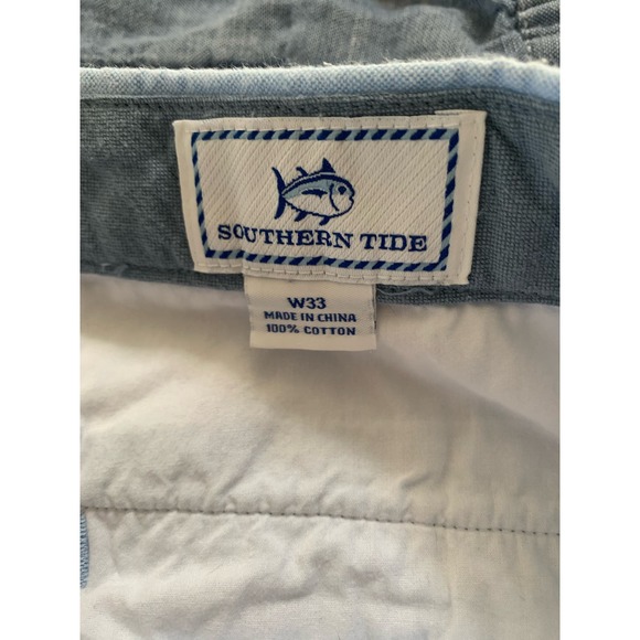 Southern Tide Mens 33 Chambray Blue Shorts 8 Inseam Pockets Beach Wear - Picture 6 of 7